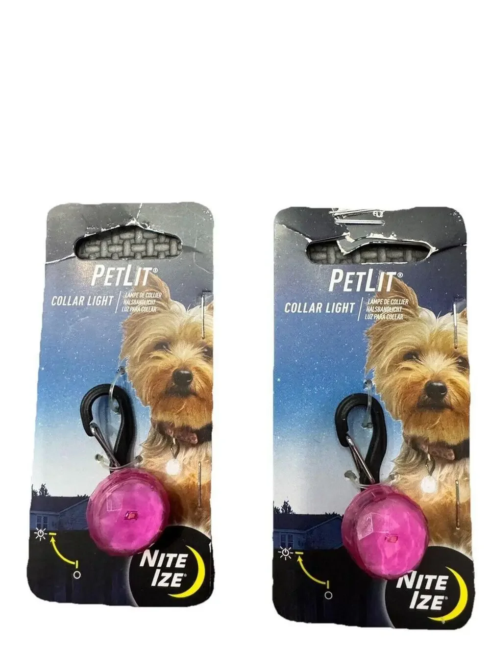 (RGB1) Nite Ize PetLit Collar Light Pink LED Clip-On Dog Safety Light Lot of 2